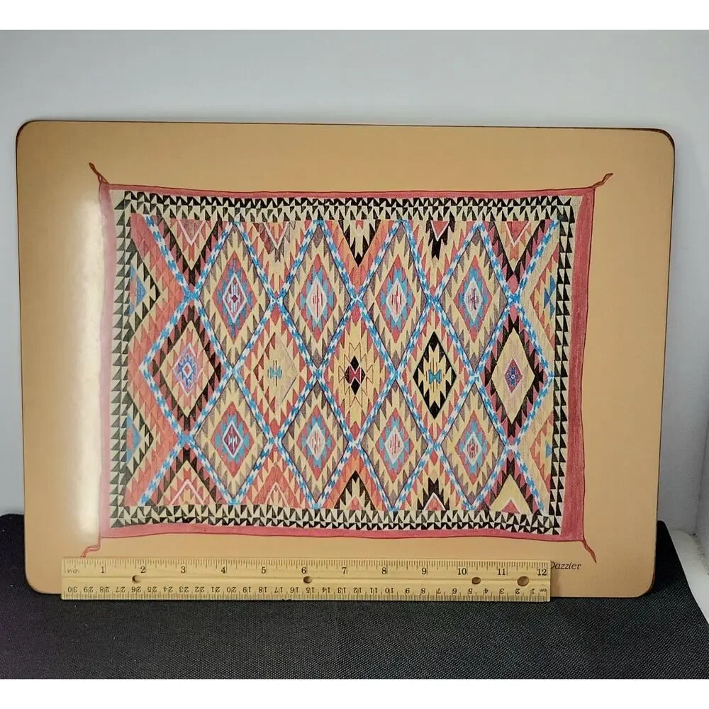 Vintage Pimpernel Navajo Weavings Placemats Set of 4 Cork Back Made in England